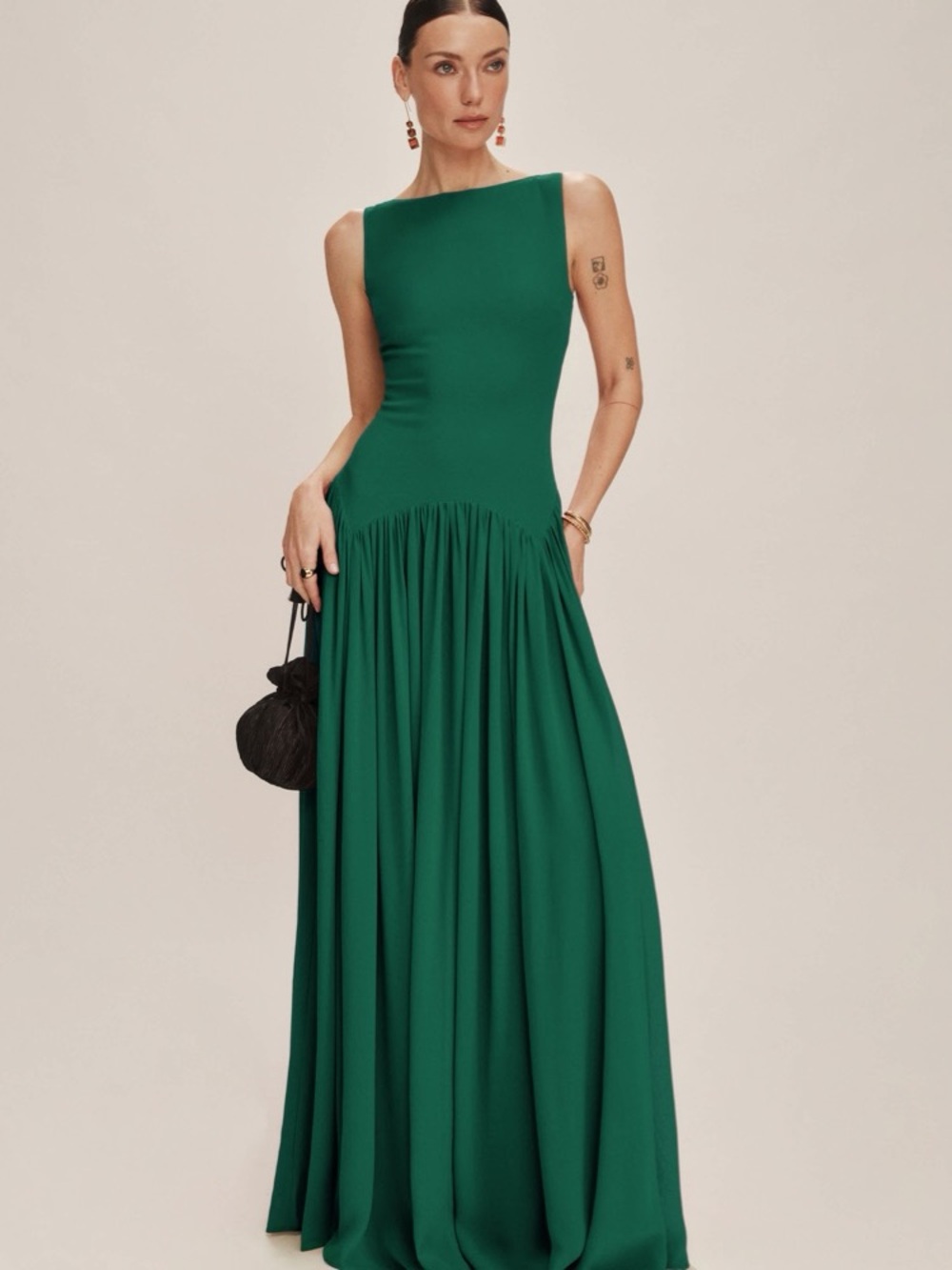 NWT Reformation Camella Emerald Green Maxi Dress - Size 4